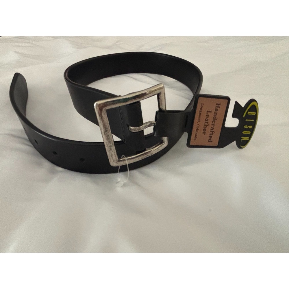 New Bison Design Leather Belt 30 Black 38mm Standard Heritage Americana Workwear